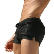 TONLEN Mens Swimwear Short Swim Trunks with Zipper Pockets Black 1 L