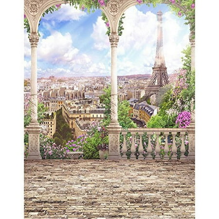 Image of 5x7ft Eiffel Tower Europe Town Photography Studio Backdrop Background