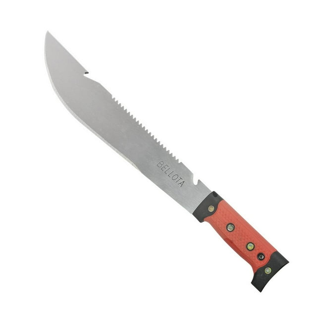 Machete Extremo Con Láminas De Acero Al Carbono 12" Mango De Plástico Ergonómico Con Remaches De Aluminio De Alta Seguridad Y Durabilidad Color Naranja GIMEX Machete Recto