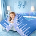 thumbnail image 3 of meiyoeat Bling Bow Monogram D Queen Comforter Set,Blue Cream Drip Initial Theme Comforter Sets Queen For Girl,Colorful Stars Reversible,3 Pieces,1 Comforter And 2 Pillowcases, 3 of 7