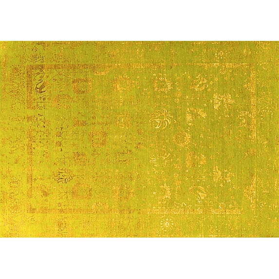 Ahgly Company Indoor Rectangle Oriental Yellow Industrial Area Rugs, 6' x 9'