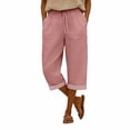 thumbnail image 4 of JJHGVB capris pants Knee Length Capri Pants Drawstring Pants mid-calf length Slacks active pants women Lightweight Breathable pantalones capri Straight Leg Pants Cropped Pant Pink M, 4 of 7
