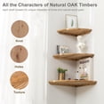 thumbnail image 6 of Corner Shelves, Floating Corner Shelves, Set of Two 7 Inch Solid Oak Wall Shelves, Round End Wall Mounted, Shelves with Wire Holes for Small Plants in Bedroom, Kitchen, Living Room and More., 6 of 7
