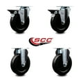 thumbnail image 2 of 5 Inch Hard Rubber Wheel Swivel Top Plate Caster Set with 2 Posi Brakes 2 Rigid, 2 of 2