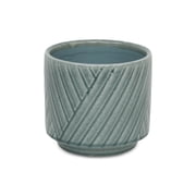Cheungs Parlora Crossed Diagonal Pattern Ceramic Pot - Green Medium