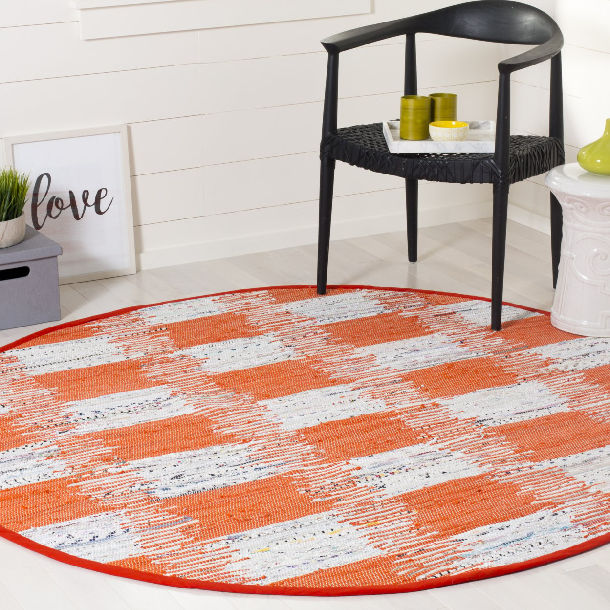 thumbnail image 2 of SAFAVIEH Montauk Eglantine Checkered Cotton Area Rug, Orange/Multi, 5' x 8', 2 of 10