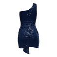 thumbnail image 6 of Women Off Shoulder Dress Blue Glitter Dress Carnival Dress Womens Sparkly Dress, 6 of 6