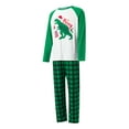 thumbnail image 4 of EYIIYE Family Christmas Pajamas Matching Sets, Cartoon Dinosaur Print Long-Sleeved Tops + Elastic Waist Plaid Pattern Trousers, 4 of 10