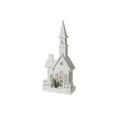 thumbnail image 1 of Led White Wooden Church With Fence 20.87", 1 of 3