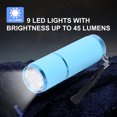 thumbnail image 5 of Yucurem 9LED Mini Flashlight Camping Light Waterproof Aluminum Alloy Torches Portable Lighting Tools (Sky Blue), 5 of 10