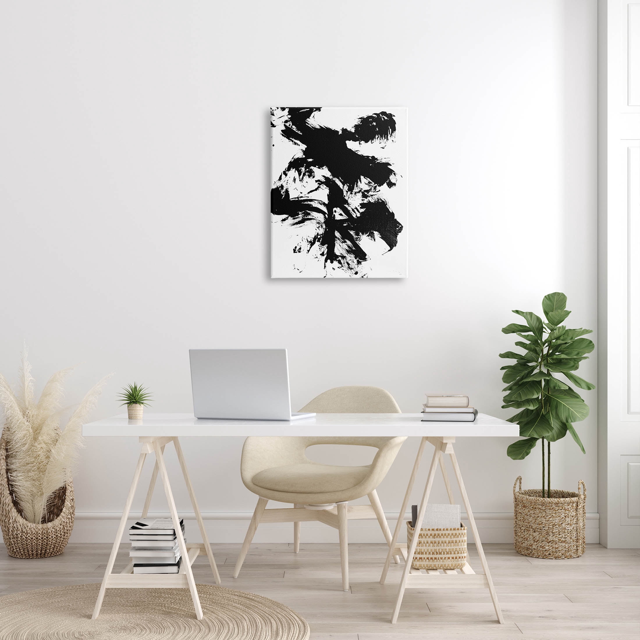 Modern Silhouette Brushed Shape Abstract Graphic Art Gallery Wrapped Canvas Print Wall Art