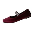 thumbnail image 2 of Women's Shoes Walking Shoes Women Womens Trendy Shoes Spring Shoes Womens Flats Women's Ballet Mary Jane Flats Dress Round Toe Comfortable Casual Slip On Flat Shoes Wine 5.5, 2 of 4