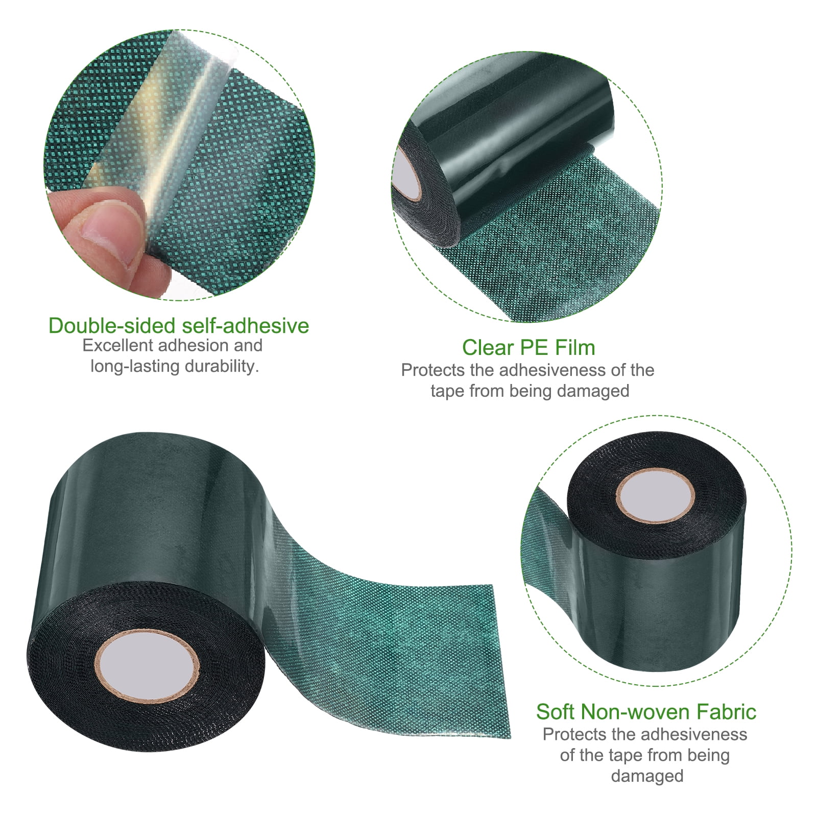 Uxcell Artificial Grass Tape 3.94" x 32.8 ft Double-Sided Turf Seam Tape, Green