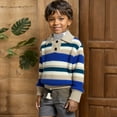 thumbnail image 3 of Bobifish Boys Striped Polo Collar Sweater Blue & Beige Pattern Long Sleeve Knitted Sweater Tassel Detail Casual Children’S Pullover Top, 3 of 3