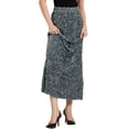 thumbnail image 2 of Falda Maxi de Terciopelo con Lentejuelas de Cintura Alta Elástica INSPIRE CHIC para Mujeres M Gris Oscuro, 2 of 6