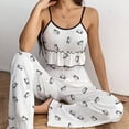 thumbnail image 4 of 2 Piece Pajamas Set for Women BWASD Ribbed Ruffled Camisole Top and Long Soft Loungewear Outfits Nightwear Comfy Sleepwear Sping Summer Home Suit 2026 S-XXXL Black, 4 of 5