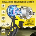 thumbnail image 4 of Rubik Cordless Impact Wrench, 370Ft-lbs (500N.m) 1/2" Brushless Impact Gun, 21V High Torque Power Impact Driver, 2x4.0Ah Batteries Electric Impact Motor Variable Speeds for Car/Truck RV/Mower, 4 of 8