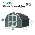 thumbnail image 3 of Little Cottage Co. 10x14 Classic Gambrel Barn with 4 ft. Sidewalls, Outdoor Wood Storage Shed Do-It-Yourself Precut Kit, 3 of 13