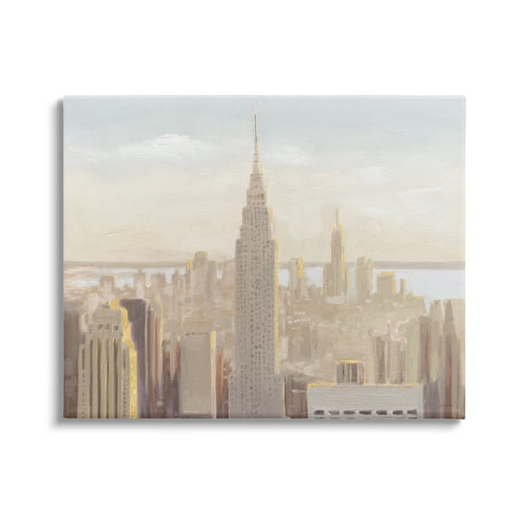 Stupell Industries Manhattan Dawn Painting Travel & Places Painting Gallery Wrapped Canvas Print Wall Art, 20 x 16