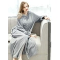 thumbnail image 4 of a.Jesdani Long Peignoir à Capuche à Fermeture Éclair pour Femmes en Flanelle Polaire Peignoirs d'Hiver Chauds Robe de Chambre Nuisette Tenue de Nuit Pyjamas, 4 of 5