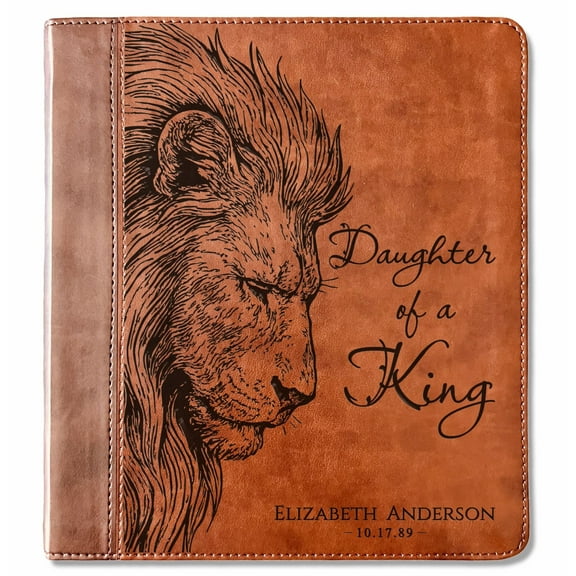 Personalized ESV Journaling Study Bible, Daughter of a King Lion Design, Custom Engraved Name, Christian Gift, Baptism Gift, Bible Gift Her
