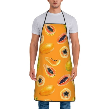 

Chef Aprons for Men and Women - Papaya Tropical fruit Oil-Resistant Bib Aprons for Cooking Waterproof BBQ Grilling Kitchen Aprons Gifts for Women and Men