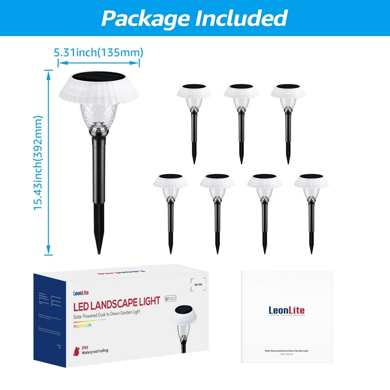 VISFLAIR 8PACK Solar Pathway Lights Outdoor, LT-225S8