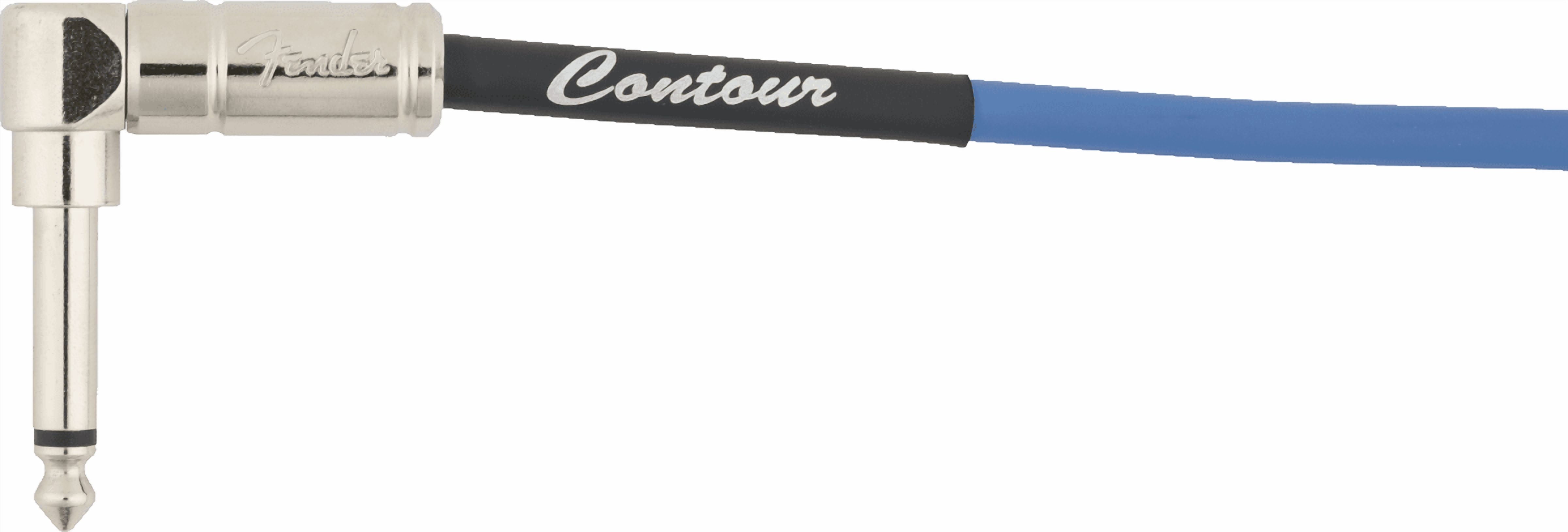 Fender Contour 1/4" Straight to 1/4" Right Angle Coiled Instrument Cable, 30', Lake Placid Blue