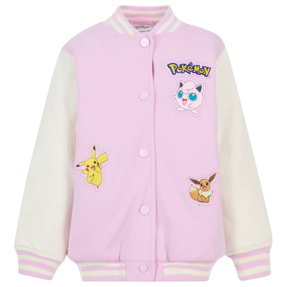 Pokemon Pikachu Jigglypuff French Terry Varsity Bomber Jacket Little Kid to Big Kid