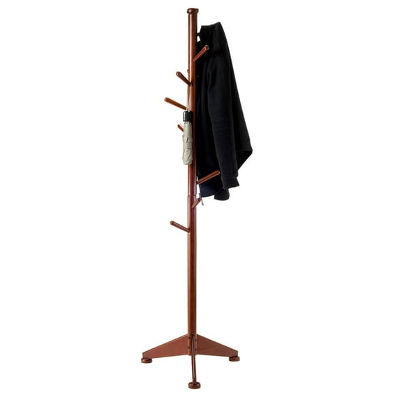 Winsome Lily Coat Tree Hanger, 9 Pegs, Walnut Finish