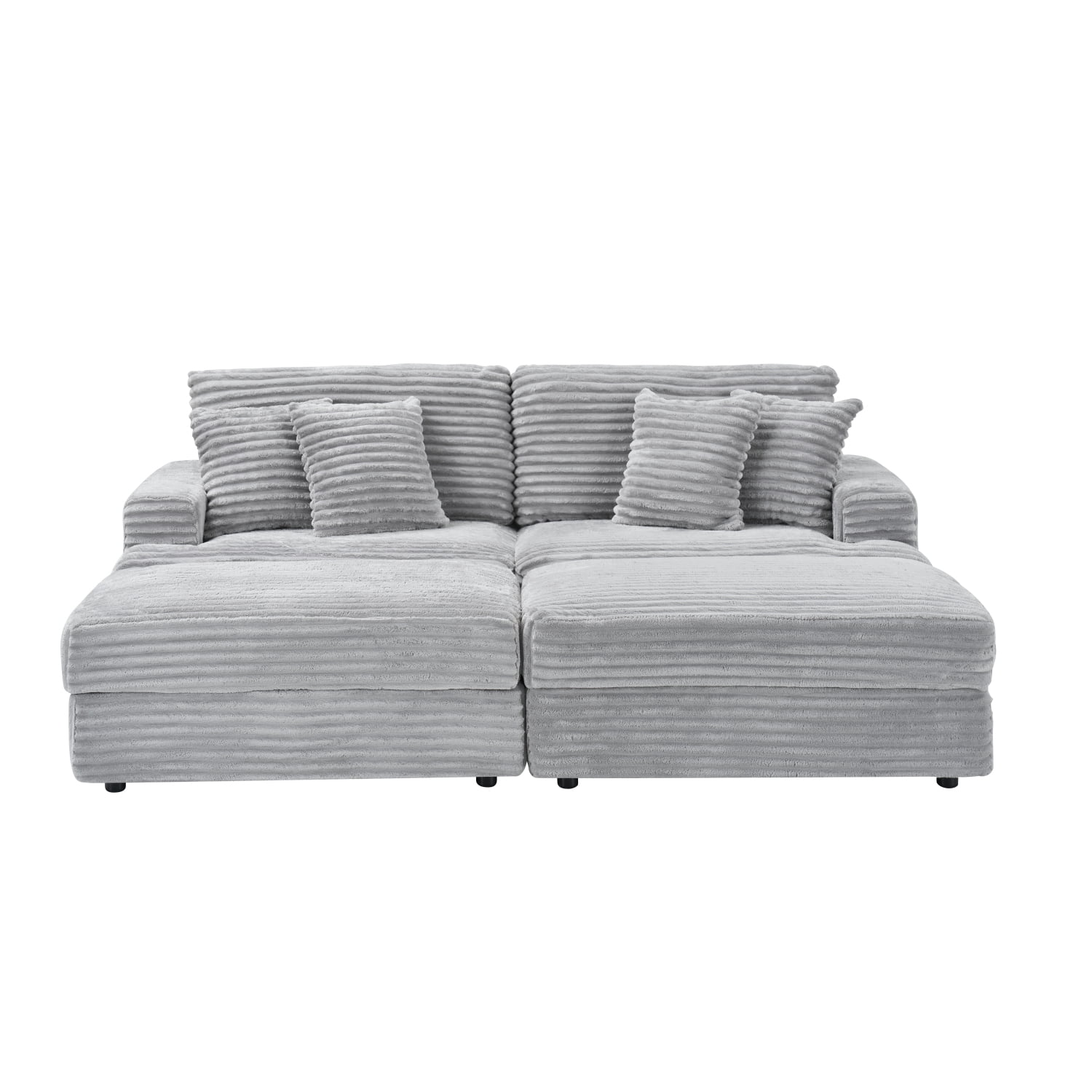 88.58" Corduroy Sofa,Extra Deep Seat Couch with Double Storage & Pillows,Comfy Upholstered Oversized Loveseat Sofa Couch for Living Room,Office,Gray