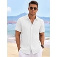 thumbnail image 2 of RICHCOIN Mens Linen Shirts Short Sleeve Button Down Dress Shirts for Men Casual Summer Tops Beach, 2 of 7