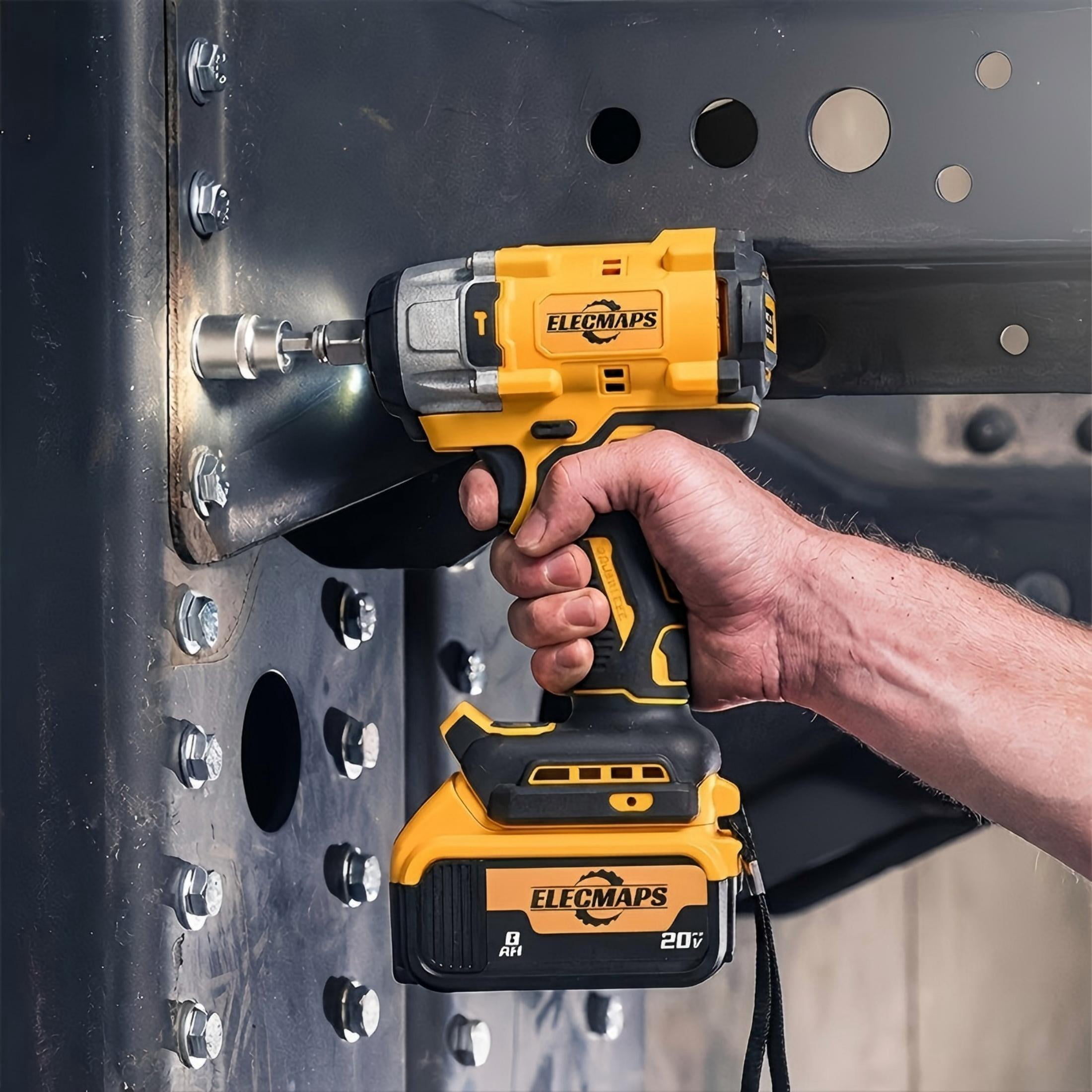 ELECMAPS Power Impact Wrench 1/2" 430N.m for Vehicle Maintenance & Home Repair, Compatible with Dewalt 20V Battery (Battery Not Included)