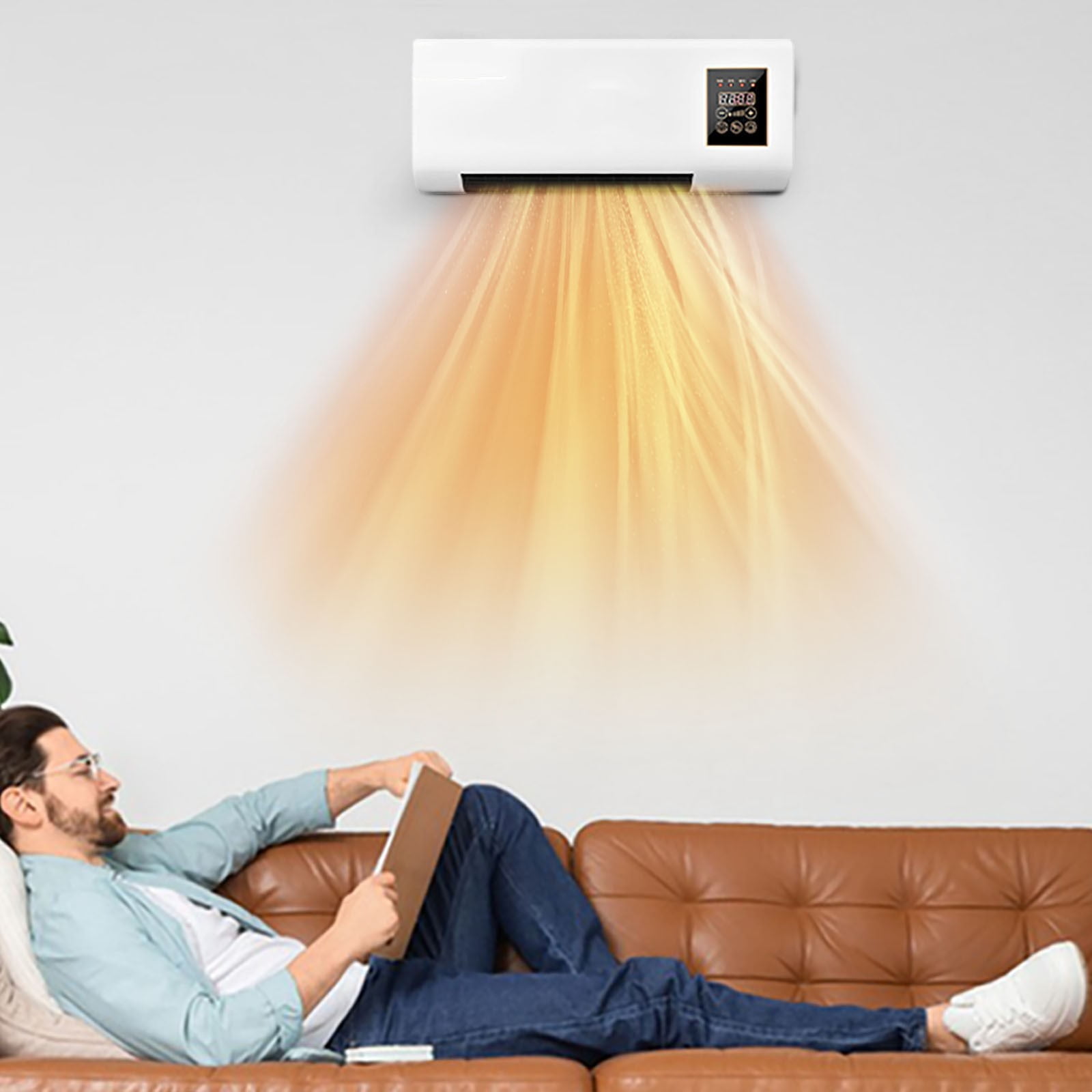 Ycandiee Portable Heater and Air Conditioner Combo, 2 In 1 Wall Mounted Air Electric Fan, Mini Cooling And Heating Air Conditioners Heating System for Bathroom Office Bedroom RV