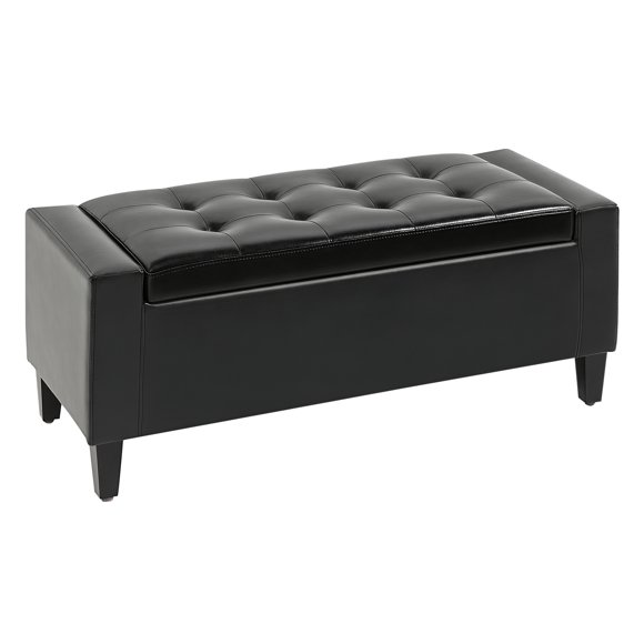 HOMCOM Storage Bench, Ottoman Bench with Flip Top, Black