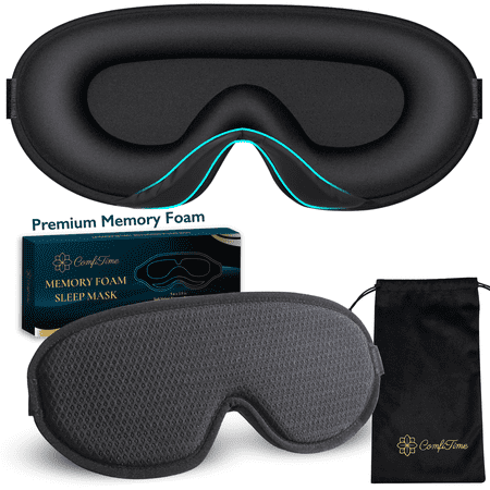 ComfiTime 3D Sleep Mask - 100% Blackout Eye Mask for Sleeping, Eye Covers for Men,Women,Kids, Contour Blindfold with Nose Baffle, Soft & Lightweight Sleep Eye Blinders , Latex-Free, Black