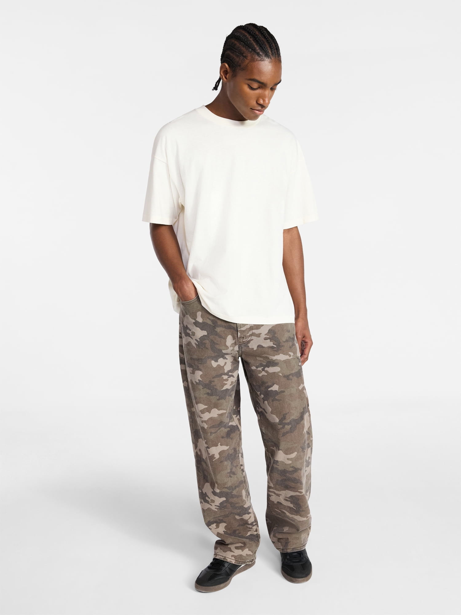 No Boundaries Men's Oversized Boxy Tee with Short Sleeves, XS-4XLT
