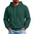 thumbnail image 2 of Essentials Hoodie Zaewscy Men's Fleece Lined Pullover Hoodie, Solid Color Long Sleeve Drawstring Hooded Sweatshirt for Casual Daily Wear Green XXXXXL, 2 of 9