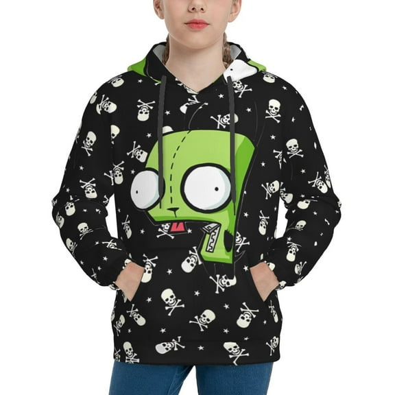 Invader Zim Kids' Hoodie 3d Print Sweatshirt Soft Pullover Hooded With Big Pockets For Boys Or Girls Small