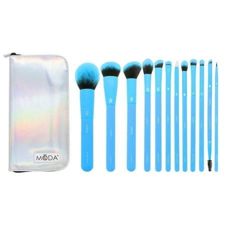 Moda Brush Totally Electric Neon Blue Full Face 13pc Makeup Brush Set