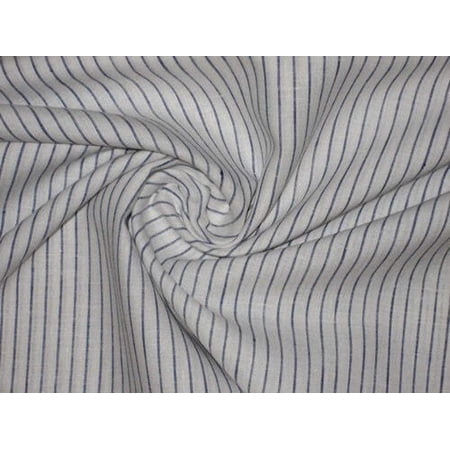Superb Quality Linen Club Navy Blue with white horizontal stripe Fabric ~ 58quot; wide