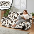 thumbnail image 4 of ZIATUBLES Cow Print Recliner Cover for 3 Cushion Reclining Sofa, Stretch Brown White Recliner Couch Covers with Storage Pockets Set of 8, Soft Washable Furniture Protector for Pets, 4 of 9