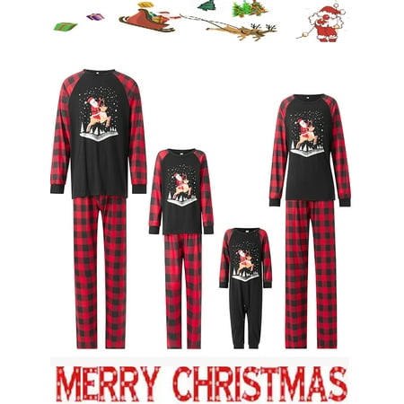 

Jamlynbo Matching Christmas Pajamas Family Sets Women Men Pjs Santa Claus Reindeer Sleepwear Unisex Plaid Holiday Loungewear Outfit