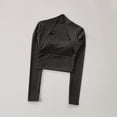 thumbnail image 3 of Top deportivo con cojín para el pecho para mujer, camisas de manga larga, ropa corta elegante para baile y Yoga, cintura pequeña para gimnasio, 3 of 6