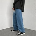 thumbnail image 6 of Jeans Men Fashion Loose Relaxed Fit Straight Leg Denim Jeans Elastic Waist Drawstring Sport Men's Pants, 6 of 9