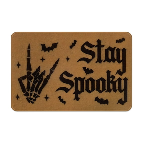Stay Spooky Doormat Halloween Welcome Indoor and Outdoor Mat Fall Entrance Artificial Coir Rug Spooky Skeleton Sign Gothic Home Decoration Warm House Gift