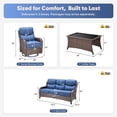 thumbnail image 3 of Jentlehouse 4 Piece Patio Conversation Set with Swivel Gliders and Coffee Table, Outdoor Wicker Sectional Sofa Sets with 6 in Thickness Cushions, Brown Wicker/Blue Cushions, 3 of 13