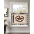 thumbnail image 2 of Sheer Curtains 45 Inch Length, Western Texas Star Vintage Semi Sheer Curtains Light Filtering Window Treatment, Rustic Wreath Black Beige Plaid Privacy Voile Drapes for Living Room 52x45 Inch, 2 of 7