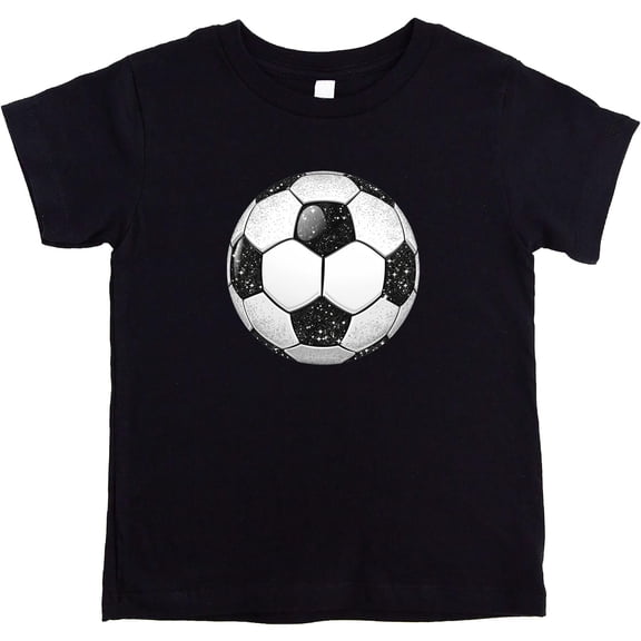 Faux Glitter Soccer Ball Shirt for Girls Cute Girly Soccer Tee for Children Black Shirt 2T