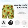 thumbnail image 6 of Picia Sunflower Leaves pattern Mens Swim Trunks with Compression Liner Stretch Beach Shorts Quick Dry with Zipper Pockets No-Chafing Board Shorts-XX-Large, 6 of 9